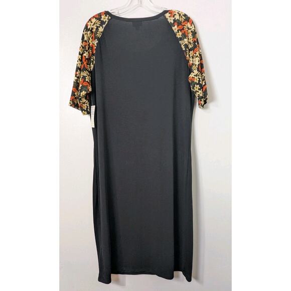 LuLaRoe Julia T-shirt Dress Size 3XL Black Floral Stretch NEW - Picture 7 of 9